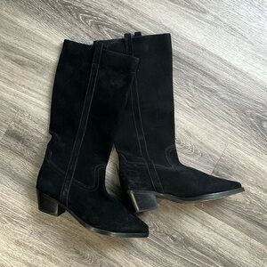 Vintage Foundry Co. Women's Black Suede Mid calf Boots 9 Western Casual Boho